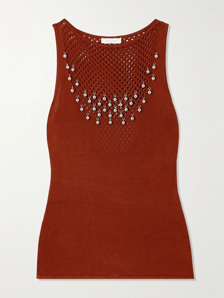  Rabanne Rabanne - Bead-embellished Open-knit Tank - Red 