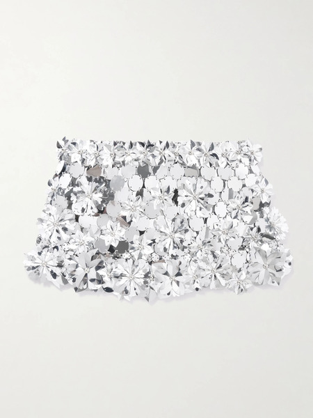  Rabanne Rabanne - Embellished Chainmail Mini Skirt - Silver 