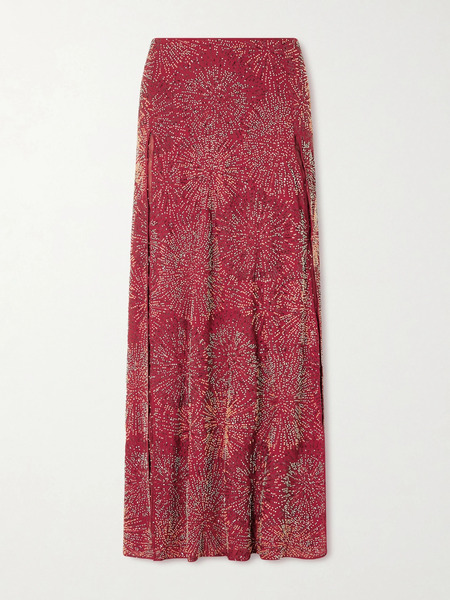  Rabanne Rabanne - Embellished Crepe Maxi Skirt - Red 