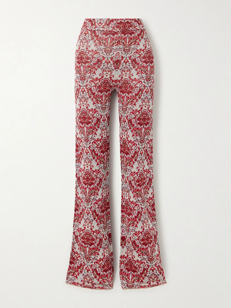  Rabanne Rabanne - Metallic Jacquard-knit Flared Pants - X Small 