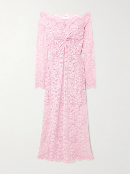  Rabanne Rabanne - Off-the-shoulder Stretch-lace Midi Dress - Pink 