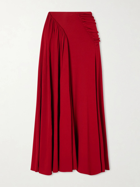  Rabanne Rabanne - Ruched Chiffon Maxi Skirt - Red 