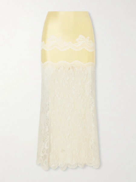  Rabanne Rabanne - Satin-jersey Lace-trimmed Maxi Skirt - Ivory 