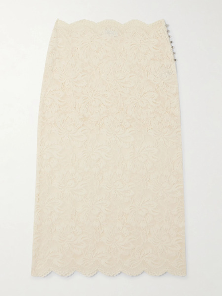  Rabanne Rabanne - Scalloped Lace Midi Skirt - White 