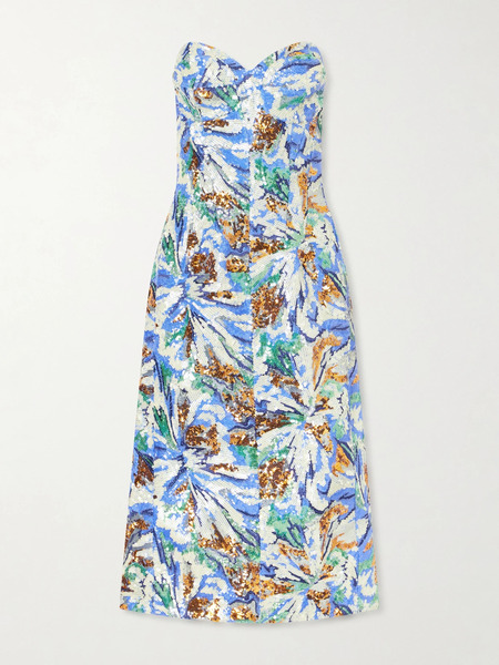  Rabanne Rabanne - Strapless Sequined Crepe Midi Dress - Multi 