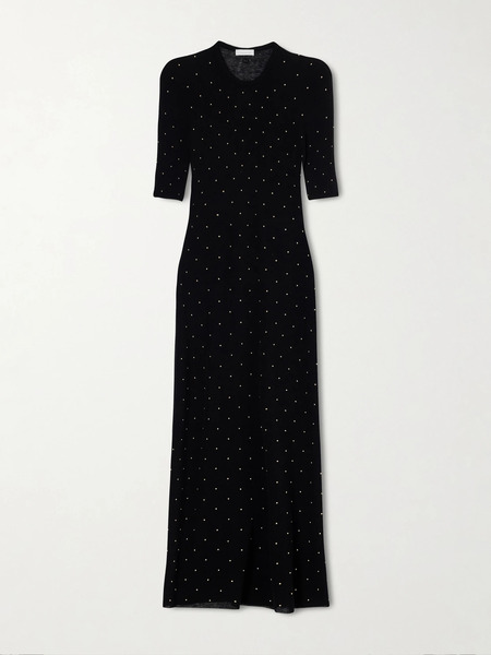  Rabanne Rabanne - Studded Wool-blend Midi Dress - Black 