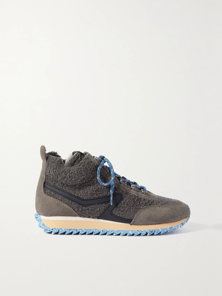  Rag & Bone Rag & Bone - Retro Hiker Faux Suede-trimmed Recycled Fleece And Rubber High-top Sneakers - Gray 