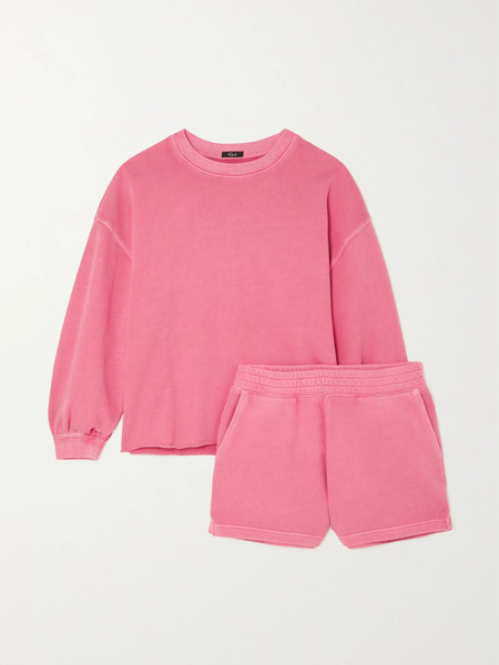  Rails Rails - Loopback Cotton-jersey Sweatshirt And Shorts Set - Pink 