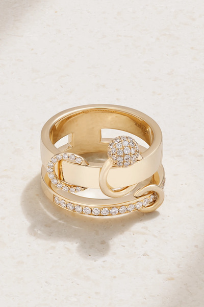  Rainbow K Rainbow K - Double Piercing 14-karat Gold Diamond Ring - 5 