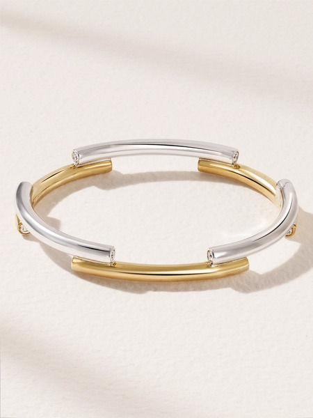 Rainbow K Rainbow K - Monica 9-karat White And Yellow Gold Diamond Bangle - One Size 