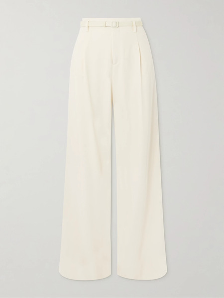  Ralph Lauren Collection Ralph Lauren Collection - Belted Pleated Wide-leg Linen Pants - Cream 