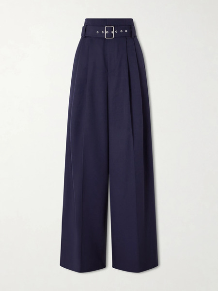  Ralph Lauren Collection Ralph Lauren Collection - Belted Pleated Wool-twill Wide-leg Pants - Navy 