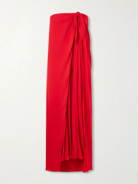  Ralph Lauren Collection Ralph Lauren Collection - Brittani Strapless Wrap-effect Satin Maxi Dress - Red 