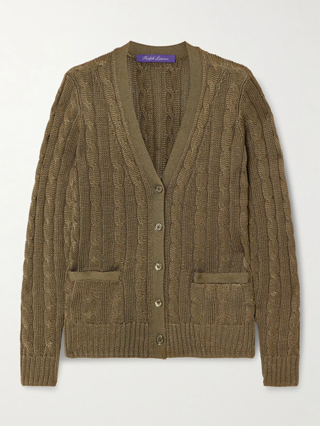  Ralph Lauren Collection Ralph Lauren Collection - Cable-knit Silk Cardigan - Dark Green 