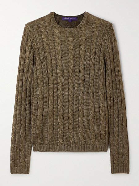  Ralph Lauren Collection Ralph Lauren Collection - Cable-knit Silk Sweater - Dark Green 