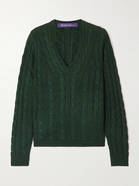  Ralph Lauren Collection Ralph Lauren Collection - Cable-knit Silk Sweater - Dark Green 