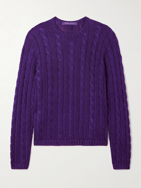  Ralph Lauren Collection Ralph Lauren Collection - Cable-knit Silk Sweater - Purple 