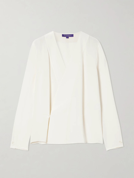  Ralph Lauren Collection Ralph Lauren Collection - Liora Wrap-effect Silk Crepe De Chine Blouse - Cream 