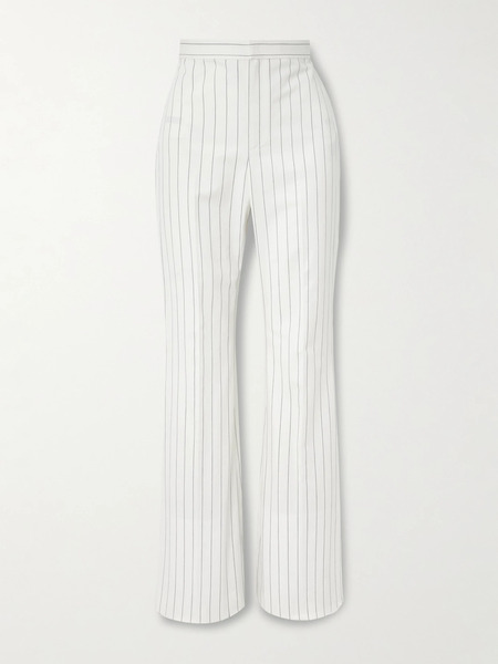  Ralph Lauren Collection Ralph Lauren Collection - Neeva Pinstriped Cotton, Linen And Wool-blend Flared Pants - Cream 