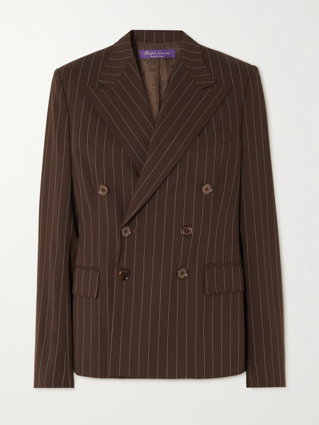  Ralph Lauren Collection Ralph Lauren Collection - Safford Double-breasted Pinstriped Wool-twill Blazer - Brown 