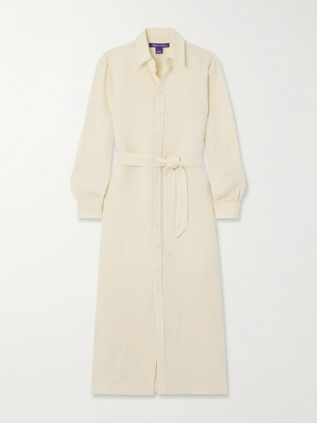  Ralph Lauren Collection Ralph Lauren Collection - Vicki Linen Midi Shirt Dress - Cream 