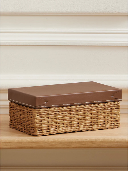  Ralph Lauren Home Ralph Lauren Home - Bailey Small Wicker And Embossed Leather Box - Brown 