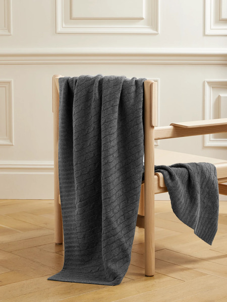  Ralph Lauren Home Ralph Lauren Home - Cable-knit Cashmere Blanket - Charcoal 