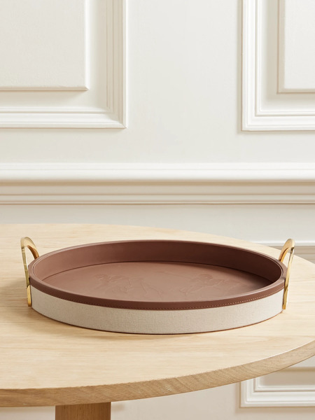  Ralph Lauren Home Ralph Lauren Home - Garrett Canvas, Leather And Gold-tone Tray - Brown 