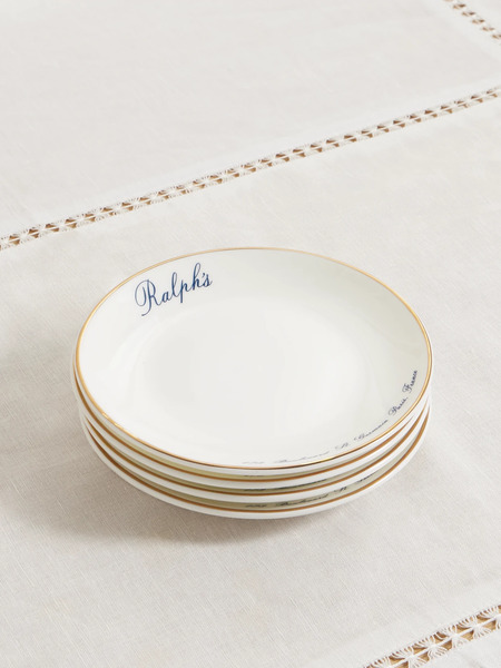  Ralph Lauren Home Ralph Lauren Home - Ralph's Set Of Four Bone China Canapé Plates - White 