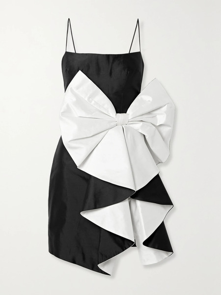 Rasario Rasario - Bow-embellished Draped Silk-shantung Mini Dress - Black 