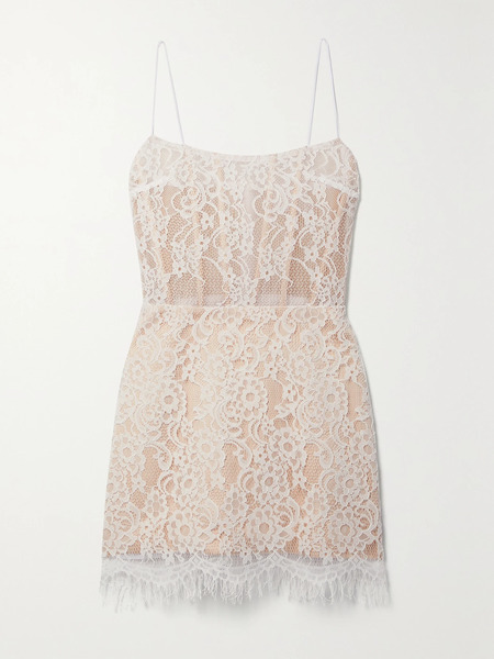  Rasario Rasario - Fringed Lace Mini Dress - White 