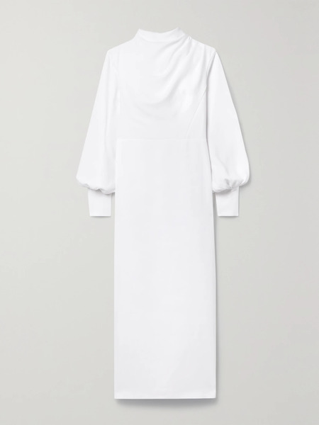  Rasario Rasario - Gathered Stretch-crepe Midi Dress - White 