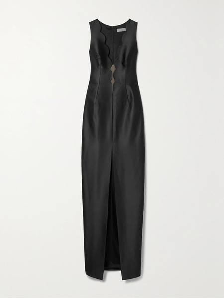  Rasario Rasario - Scalloped Satin Gown - Black 
