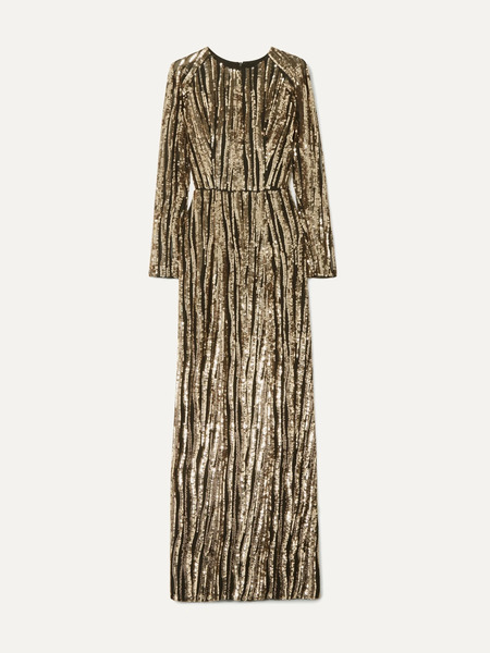  Rasario Rasario - Sequined Tulle Gown - Gold 
