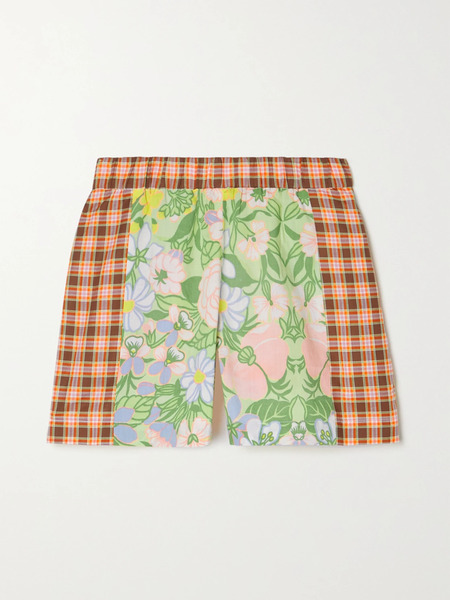  Rave Review Rave Review - + Net Sustain Grimes Patchwork Cotton Shorts - Pink 