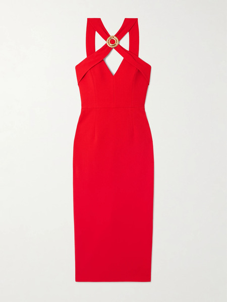  Rebecca Vallance Rebecca Vallance - Cameron Embellished Crepe Midi Dress - Red 