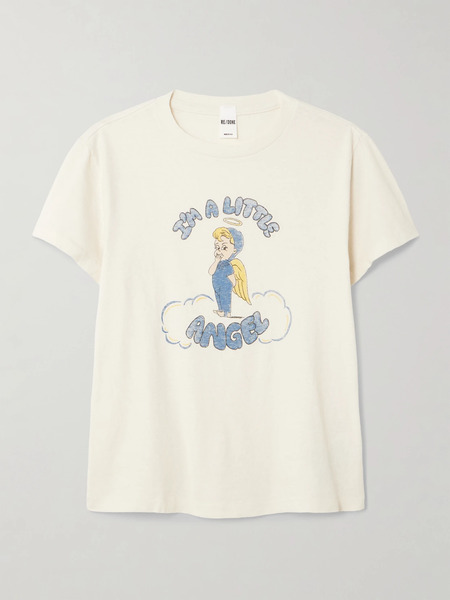  Re/done Re/done - Classic Printed Cotton-jersey T-shirt - White 