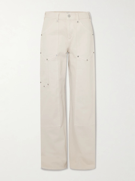  Re/done Re/done - Workwear Frayed Embellished Mid-rise Boyfriend Jeans - Cream 