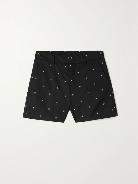  Redvalentino Redvalentino - Embroidered Wool-blend Shorts - Black 