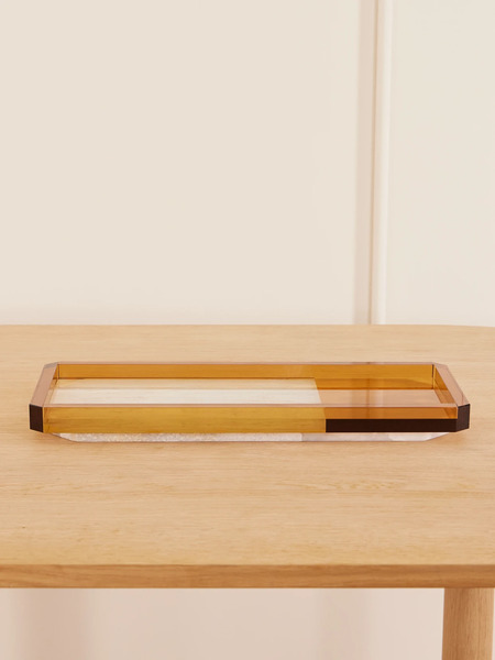  Reflections Copenhagen Reflections Copenhagen - Shadow Crystal And Onyx Tray - Brown 