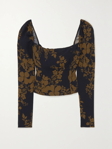  Reformation Reformation - Demi Floral-print Crepe De Chine Blouse - Navy 