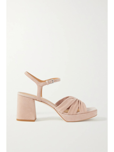  Reformation Reformation - Maize Ruched Suede Platform Sandals - Antique Rose 