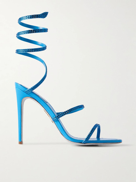  René Caovilla René Caovilla - Cleo Crystal-embellished Satin Sandals - Light Blue 