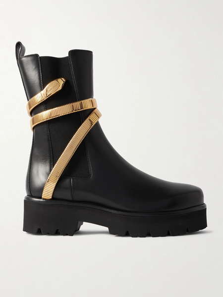  René Caovilla René Caovilla - Embellished Leather Chelsea Boots - Black 
