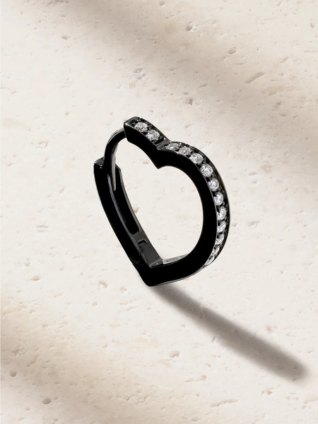  Repossi Repossi - Antifer Heart Small 18-karat Black Gold Diamond Single Earring - One Size 