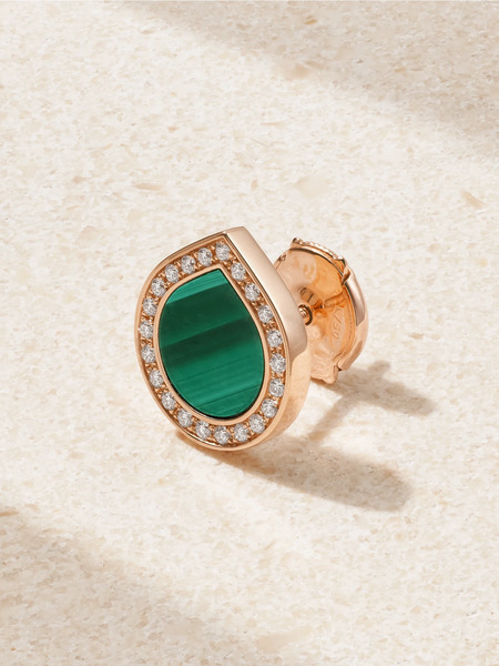  Repossi Repossi - Antifer 18-karat Rose Gold, Malachite And Diamond Single Earring - Green 