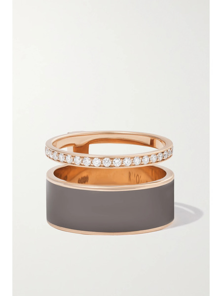  Repossi Repossi - Berbere 18-karat Rose Gold, Lacquer And Diamond Ring - Taupe 