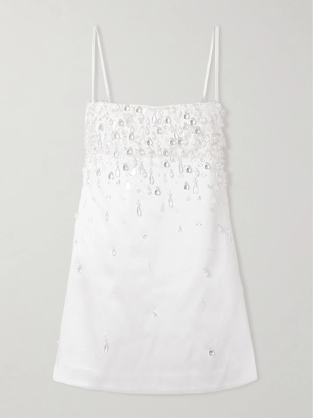  Retrofête Retrofête - Cornelia Crystal-embellished Satin Mini Dress - White 