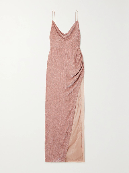  Retrofête Retrofête - Katya Draped Sequined Chiffon Gown - Pink 