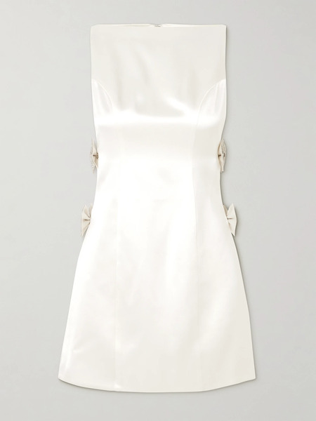  Retrofête Retrofête - Nadine Bow And Crystal-embellished Cutout Satin Mini Dress - White 